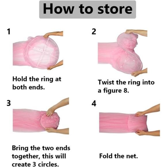 Pink Princess Bed Canopy Netting Mosquito Net Round Lace Dome for Twin Full - Picture 7 of 8